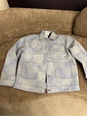 Zara Kids Pale Blue Faux Suede Trucker Jacket